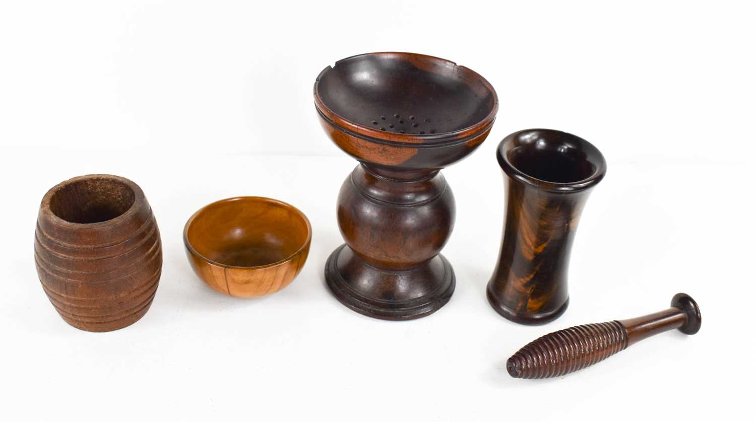 A small apothecaries pestle and mortar, the pestle of reeded form, together with a pedestal lignum - Image 2 of 2