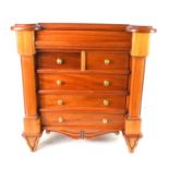 A late Victorian apprentice piece Scottish chest of drawers in solid mahogany, the single ogee