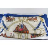 A vintage late 20th century Hermes silk scarf, Equipage Ledoux, depicting carriage driving, with