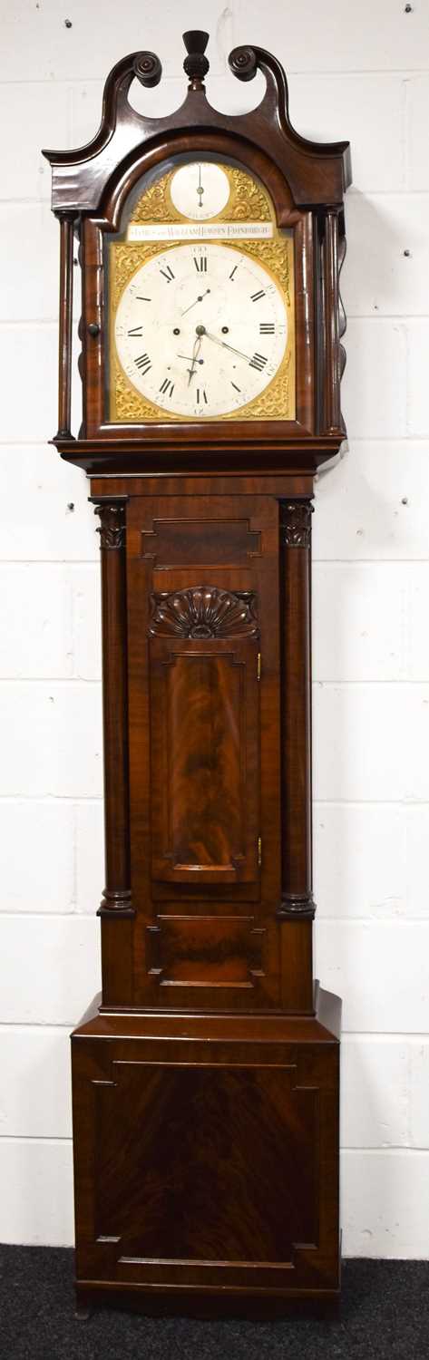 A Scottish Georgian mahogany longcase clock by J. Gibson of London, the brass clock face with