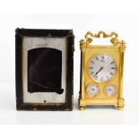 A fine and rare William IV period Viner & Co of London gilt bronze carriage timepiece, circa 1835,