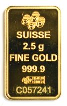 A Suisse 2.5g fine gold 999.9 ingot.