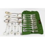 A part set of American JW & Tucker Co coin silver cutlery, to include nine dinner forks, six tea
