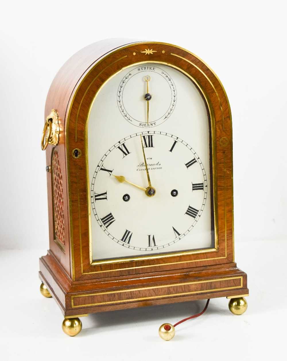 A fine 19th century Barrauds of Cornhill, London bracket clock, the arched dial having a strike / - Image 11 of 11