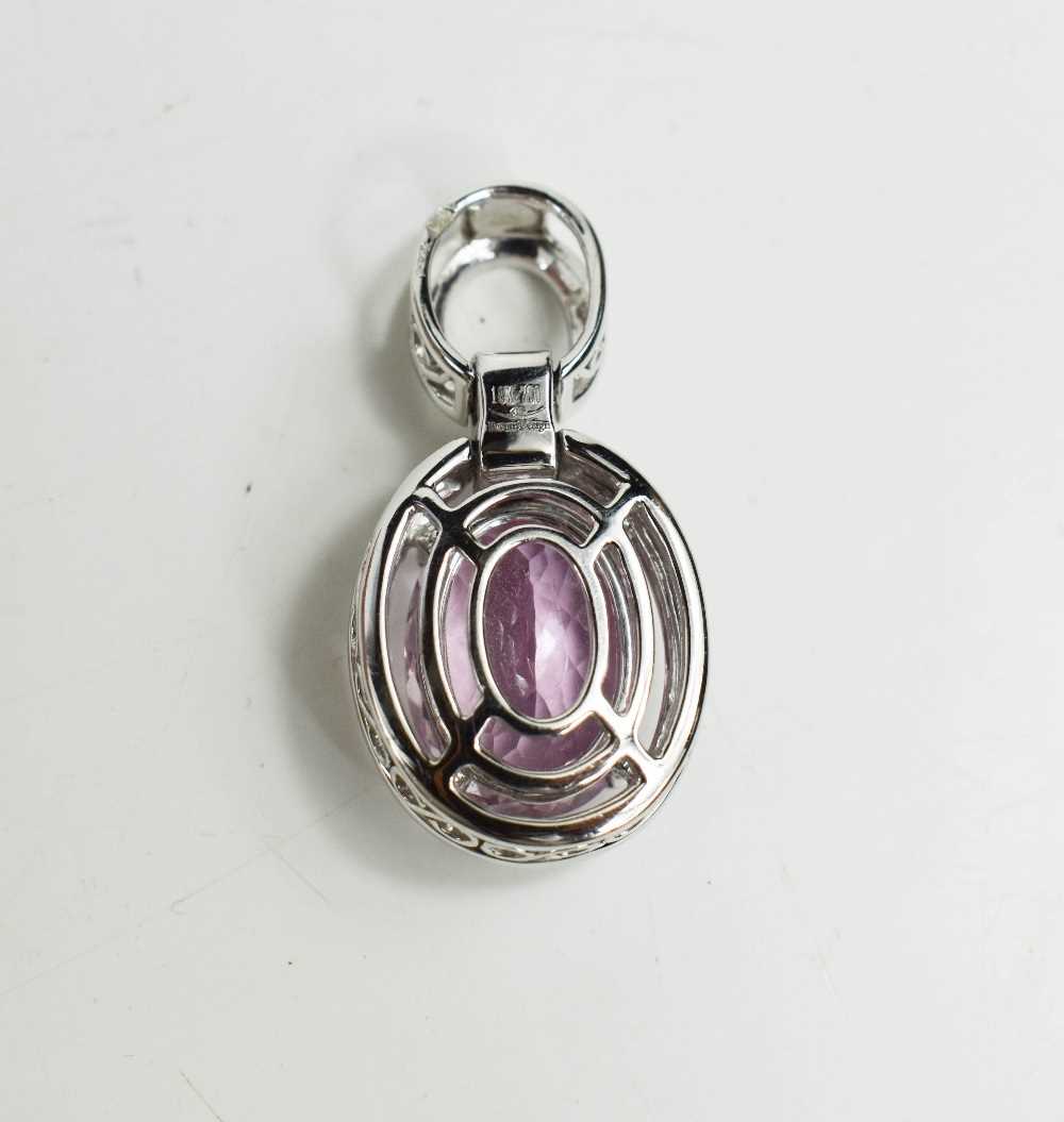 A Kunzite and diamond brilliant pendant set in 18ct white gold by Forum Design, the large oval cut - Image 2 of 3