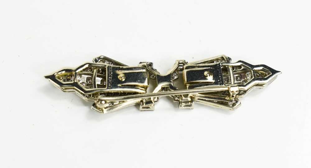 An Art Deco Marcus & Co diamond set metamorphic brooch, likely platinum, each starburst clip set - Image 2 of 5