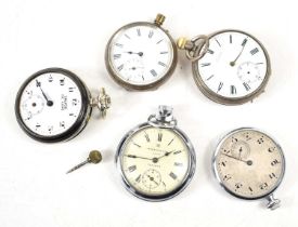 A group of pocket watches to include two silver examples, a/f.