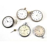 A group of pocket watches to include two silver examples, a/f.
