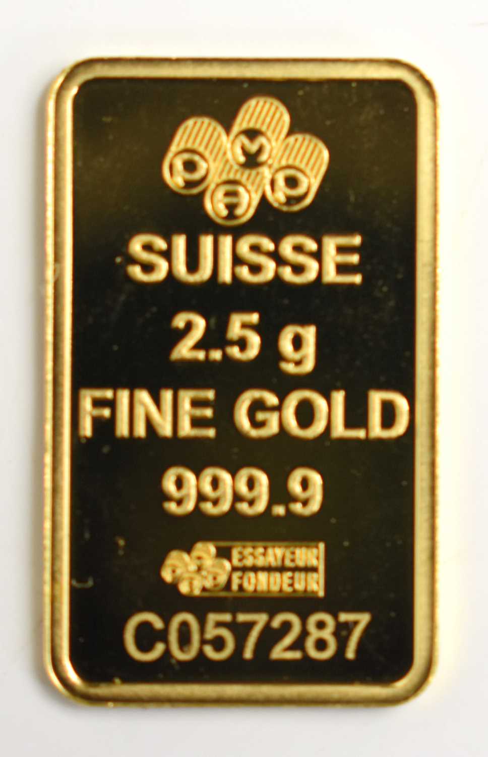 A Suisse 2.5g fine gold 999.9 ingot.