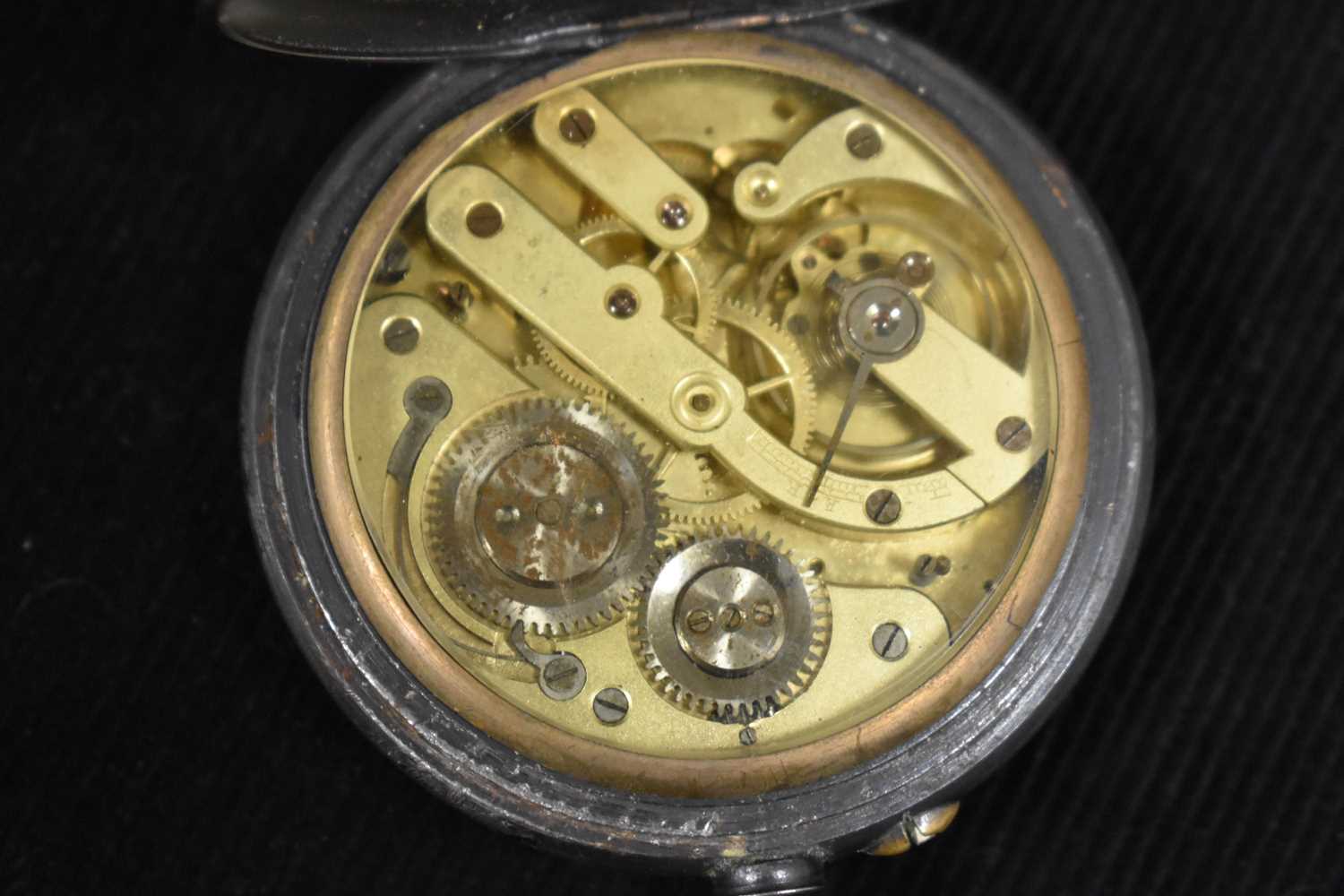 A large Ancre Double Plateau regulator pocket watch, with locomotive enamel face. - Image 4 of 4