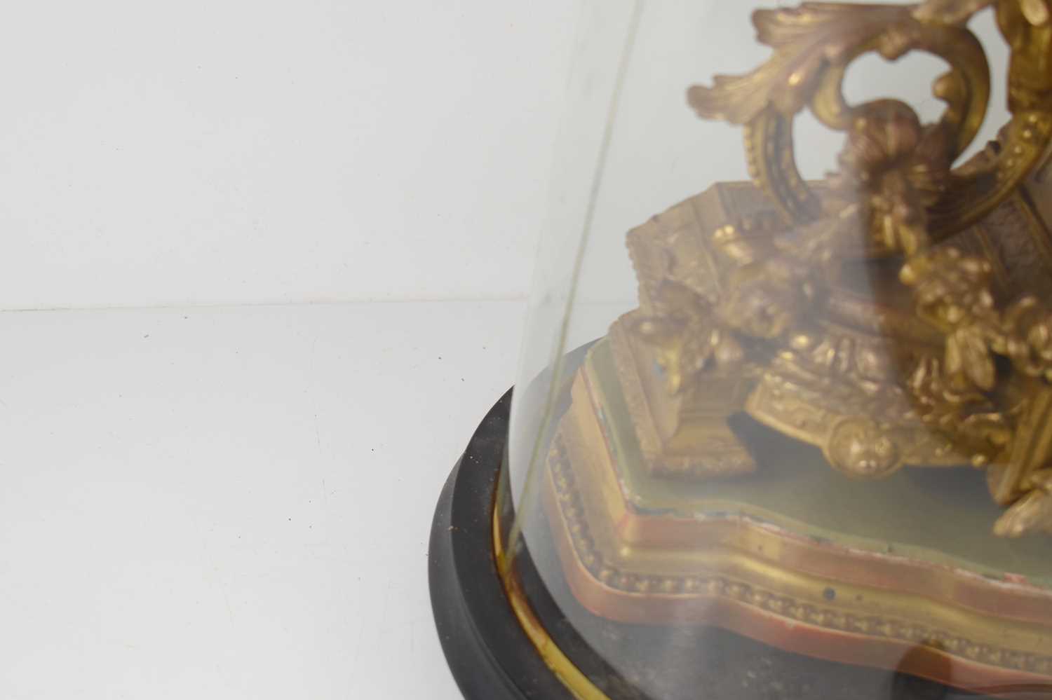 A 19th century French gilt metal mantle clock with Sevres dial, surmounted with the figure of a - Image 3 of 3