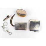 A group of silver items including a cigar cutter, S. J. Rose and Son, Birmingham 1959, a silver