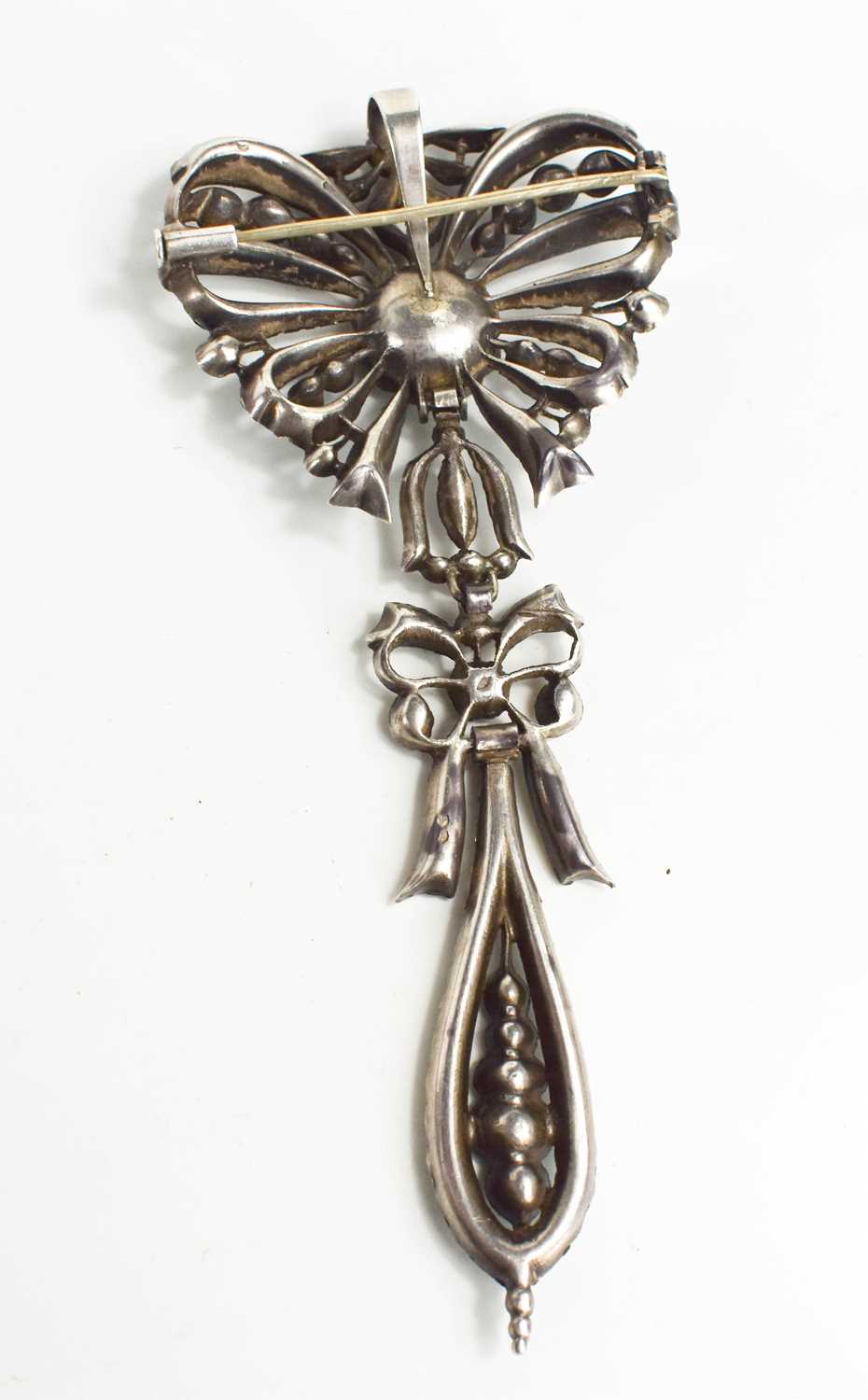 A 19th century French silver and green paste articulated bodice brooch pin, the brooch having a - Image 2 of 5