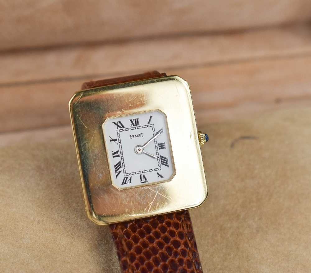 A lady's Piaget wristwatch, the signed white dial with roman numerals and minute track, in wide - Image 4 of 4