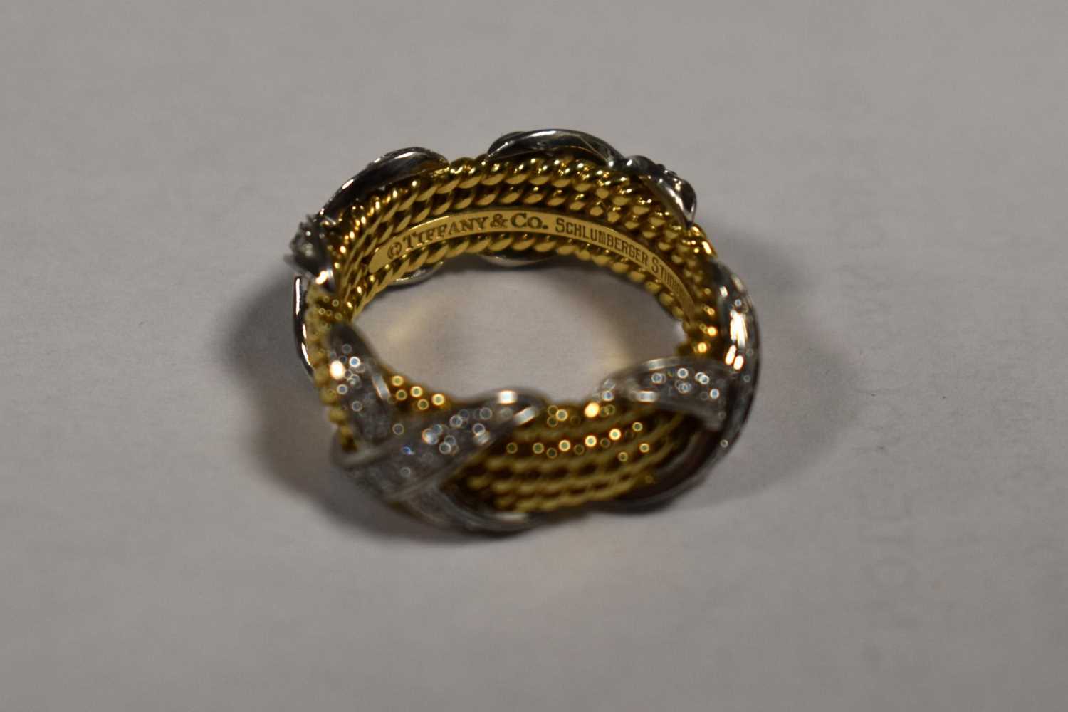 A Tiffany & Co by Schlumberger Studios 18ct gold and diamond ring, composed of four yellow gold - Bild 12 aus 14