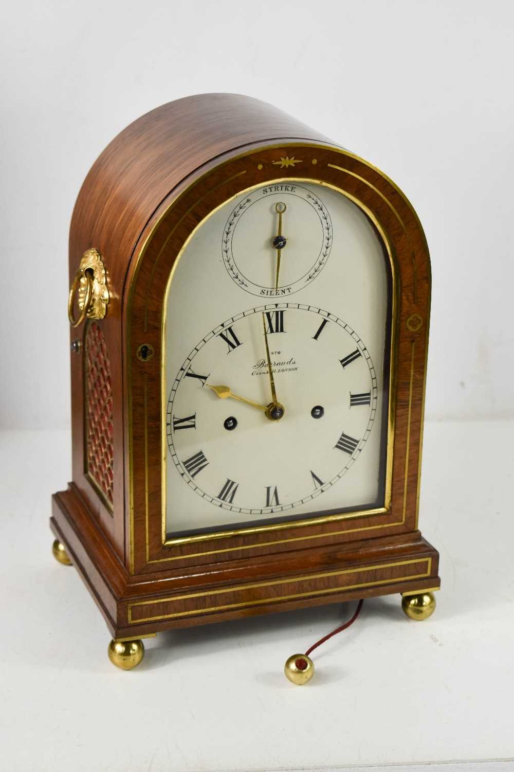 A fine 19th century Barrauds of Cornhill, London bracket clock, the arched dial having a strike / - Image 7 of 11