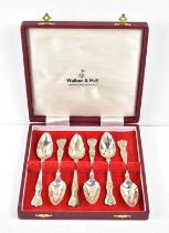 A cased set of six Walker & Hall silver spoons in the Kings pattern, 5.2toz.