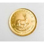 A quarter troy ounce gold Krugerrand, 1981.