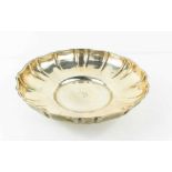 A KW & S Sterling silver dish, with scalloped edge, and engraved with the initial D to the centre,