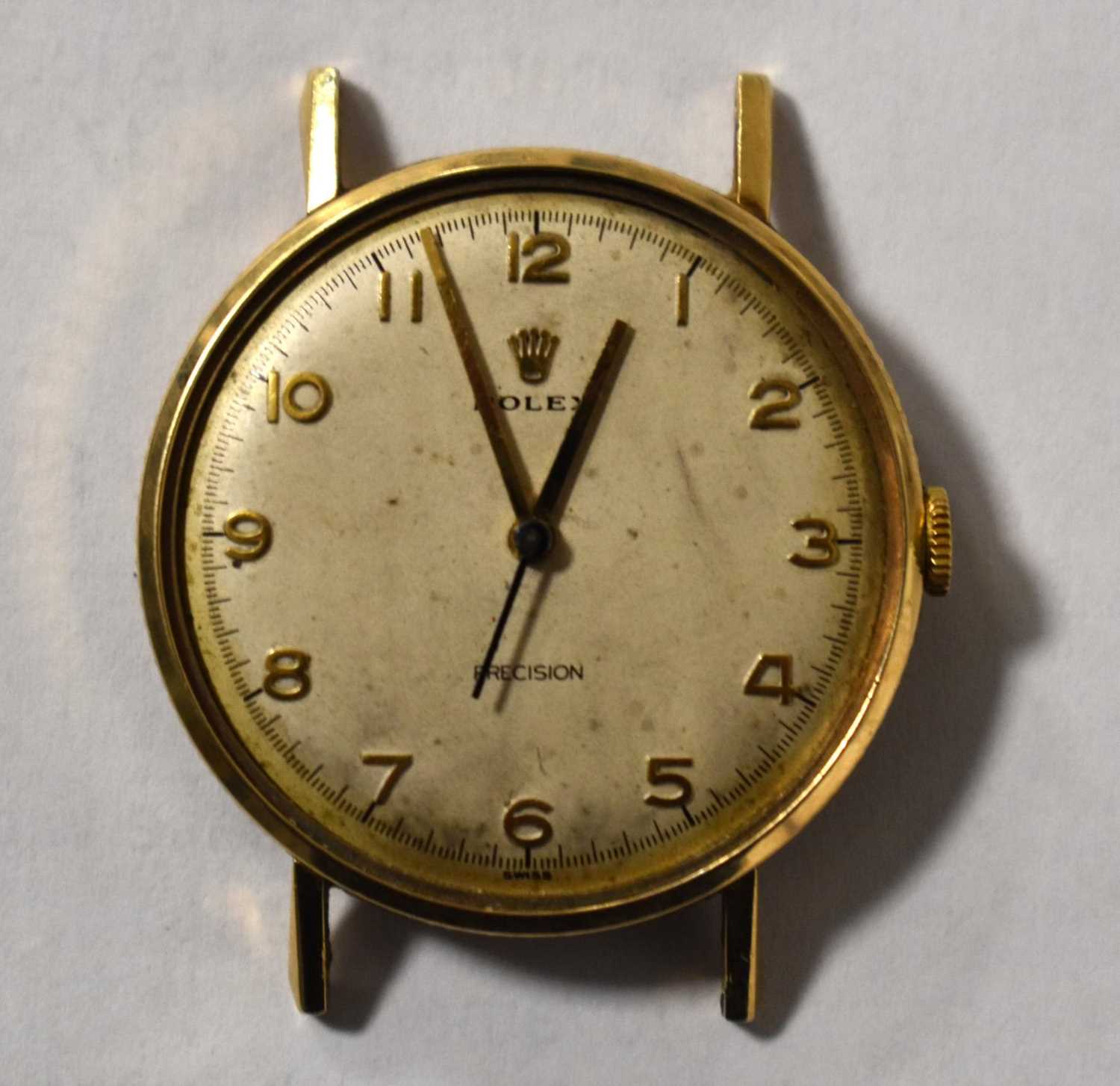 A vintage 9ct gold cased Rolex precision watch, the signed champagne dial with Arabic numerals and - Image 7 of 7