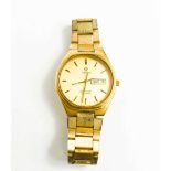 A vintage gold plated Omega Seamaster wristwatch, the signed champagne dial with date aperture at