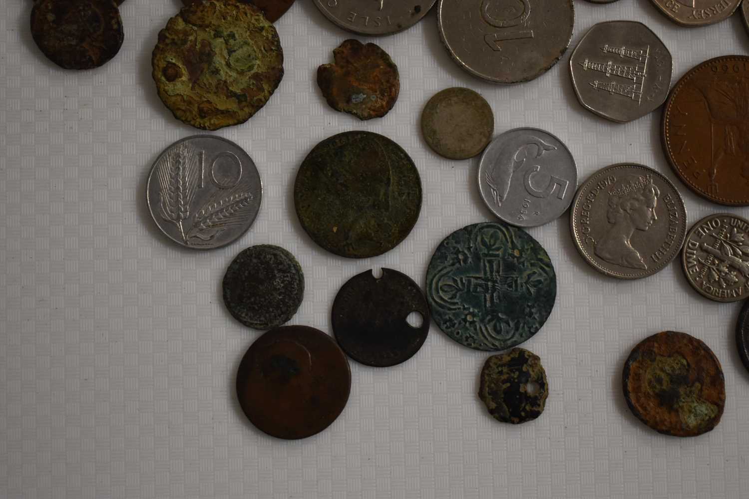 A group of coins to include Roman, George III silver shilling, Nuremberg token likely Hans - Image 3 of 6