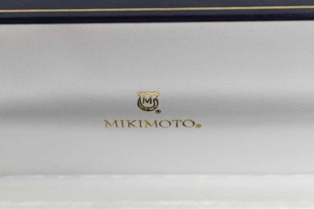 A Mikimoto pearl necklace, with a 9ct gold, pearl and pink sapphire set clasp, bearing makers - Image 2 of 4