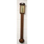 A Georgian mahogany stick barometer by Charles Tarelli, the rectangular silvered dial signed Cs