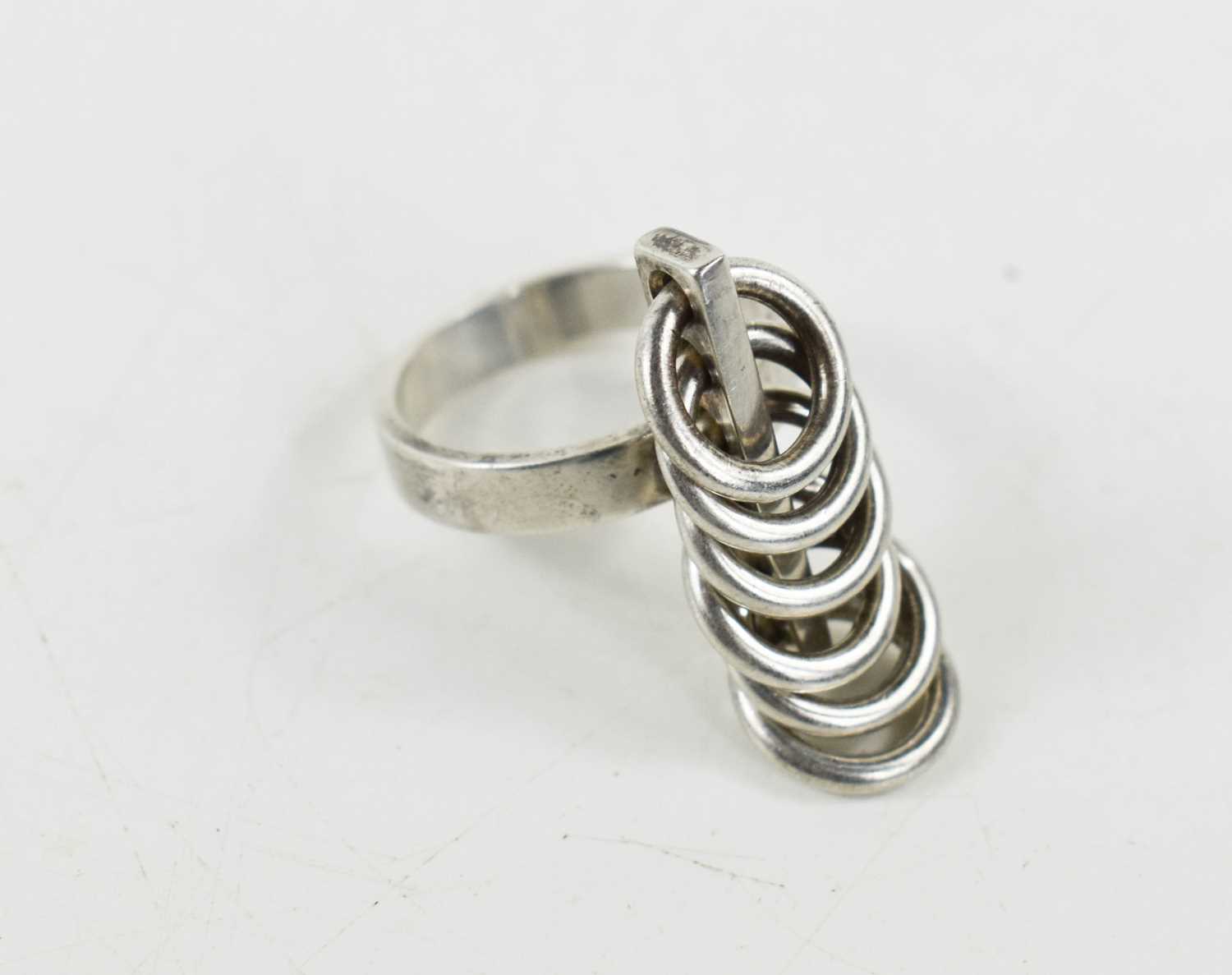 Hans Hansen of Denmark silver ring, composed of multiple hoops that move freely, stamped HaH, size - Image 2 of 3
