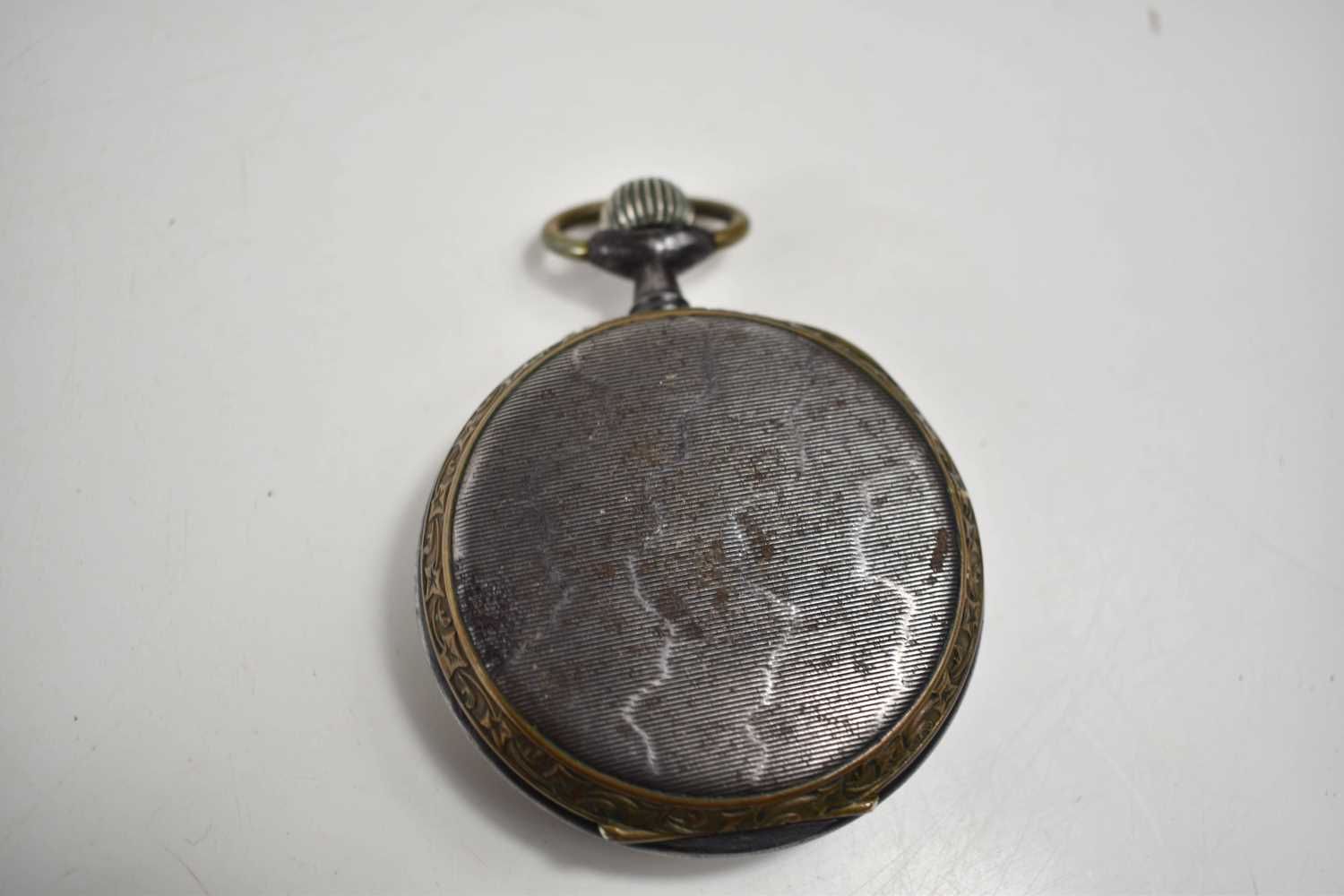 A large Ancre Double Plateau regulator pocket watch, with locomotive enamel face. - Bild 3 aus 4