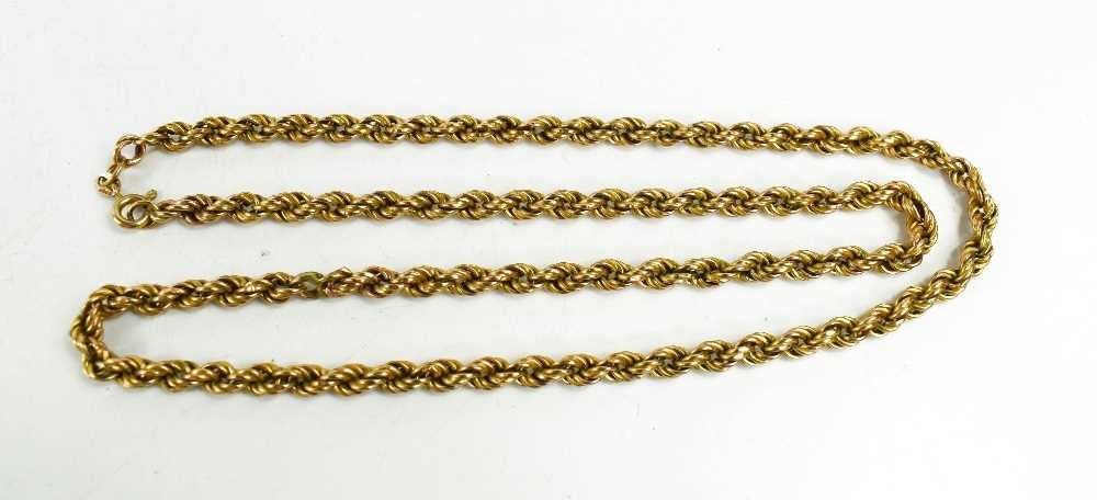 A 9ct gold double rope twist chain, 15.6g.