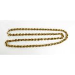 A 9ct gold double rope twist chain, 15.6g.