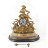 A 19th century French gilt metal mantle clock with Sevres dial, surmounted with the figure of a