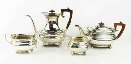 A 19th century silver tea set, Sheffield 1967, with Bakelite finial and handles and handles,