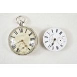 A Victorian Improved Patent silver cased pocket watch with white dial, Roman numerals and subsidiary