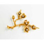 An 18ct gold and diamond set branch & blossom form brooch, likely by Kim Styles (incomplete makers