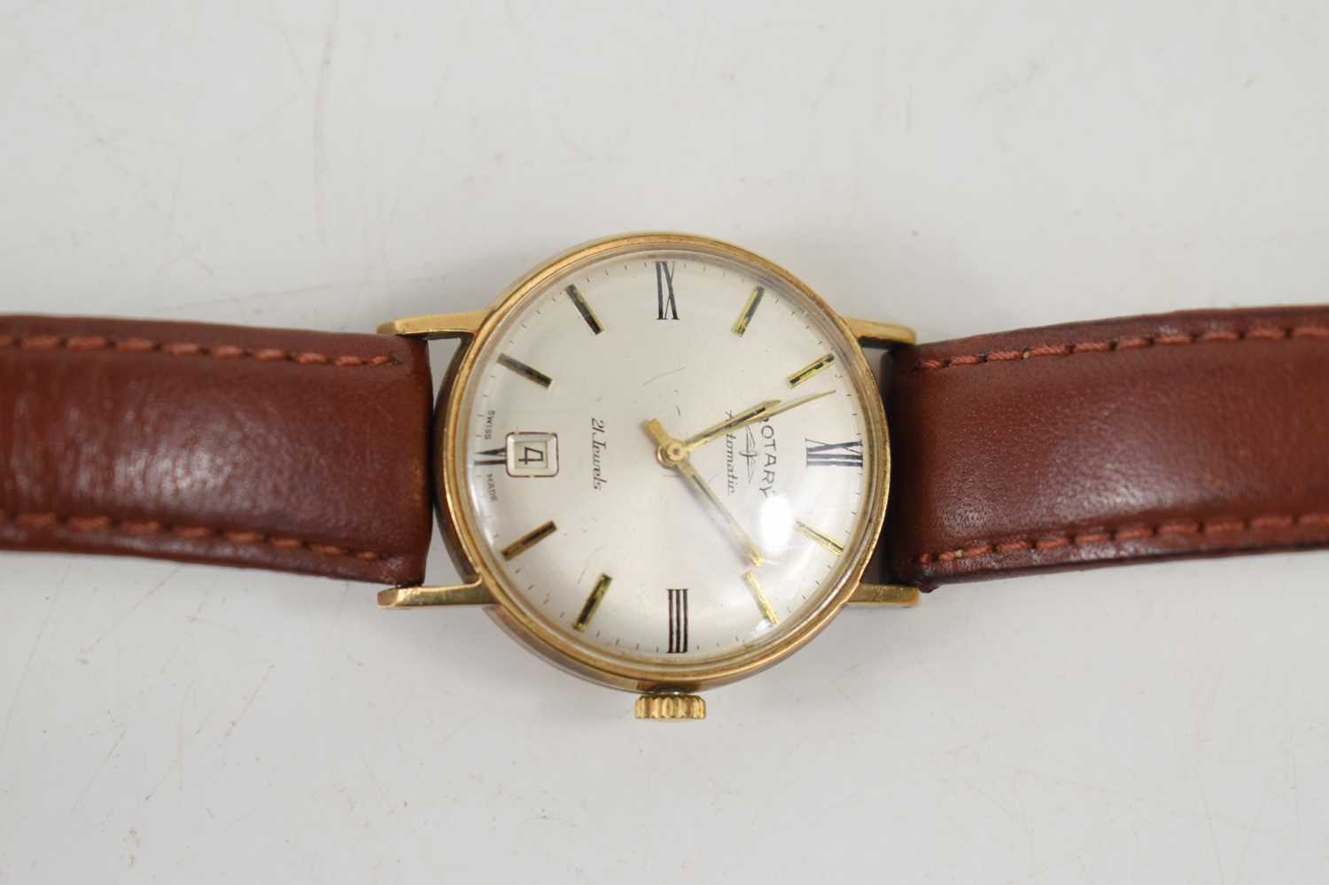 A gentleman's vintage, 9ct gold cased, Rotary Automatic wristwatch, the champagne dial with baton - Image 2 of 2