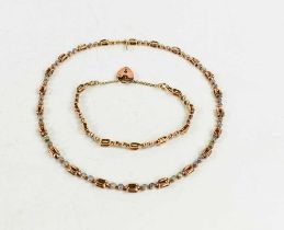 A 9ct gold and opal set necklace and bracelet set, necklace length 42.5cm, bracelet length