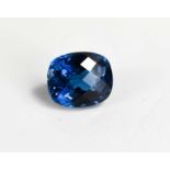 A 22ct Blue Spinel, facet cut, Verneuil Flame Fusion, 18 by 15mm.