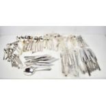 A group of silver plated cutlery by F&W Ltd and Elkington to include knives, forks, desert spoons,