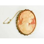 A cameo brooch, set in 9ct gold frame, 5 by 4cm, 13.2g.