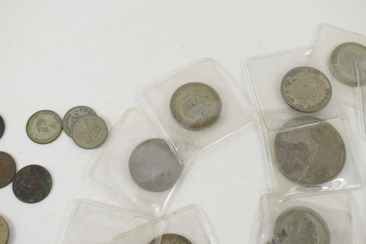 A collection of coins to include silver shillings, Queen Victorian crown dated 1844, florin 1887, - Image 3 of 7