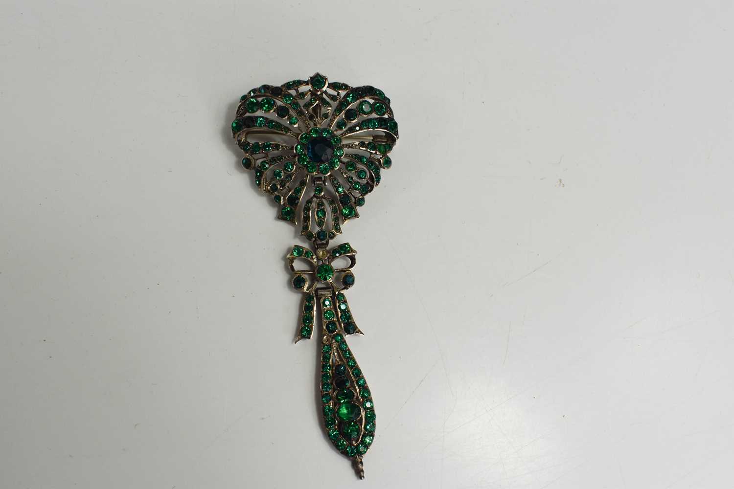 A 19th century French silver and green paste articulated bodice brooch pin, the brooch having a - Image 5 of 5