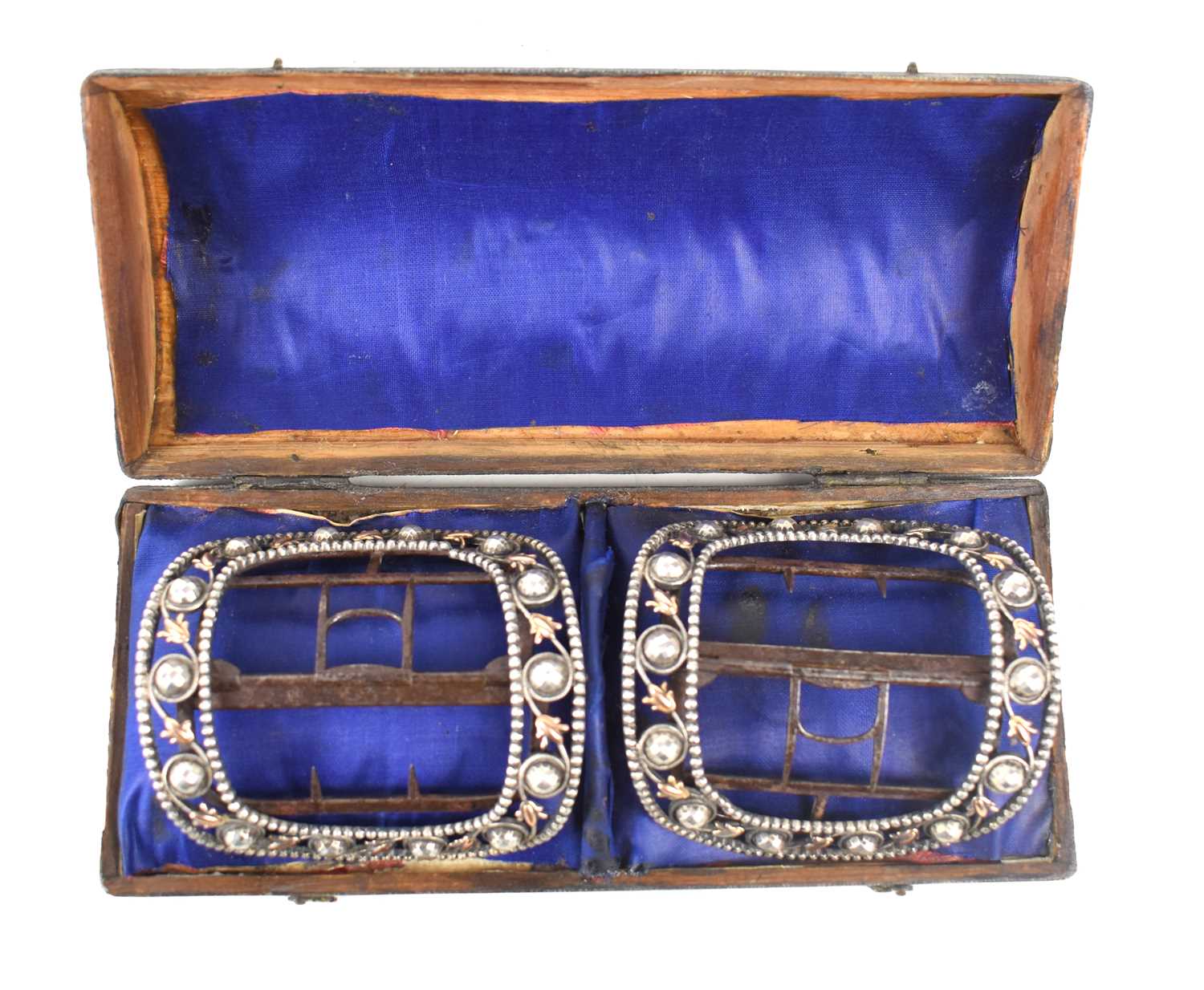 A pair of George III parcel gilt silver mounted buckles, hallmarked for Richard Pugh and John - Image 3 of 3