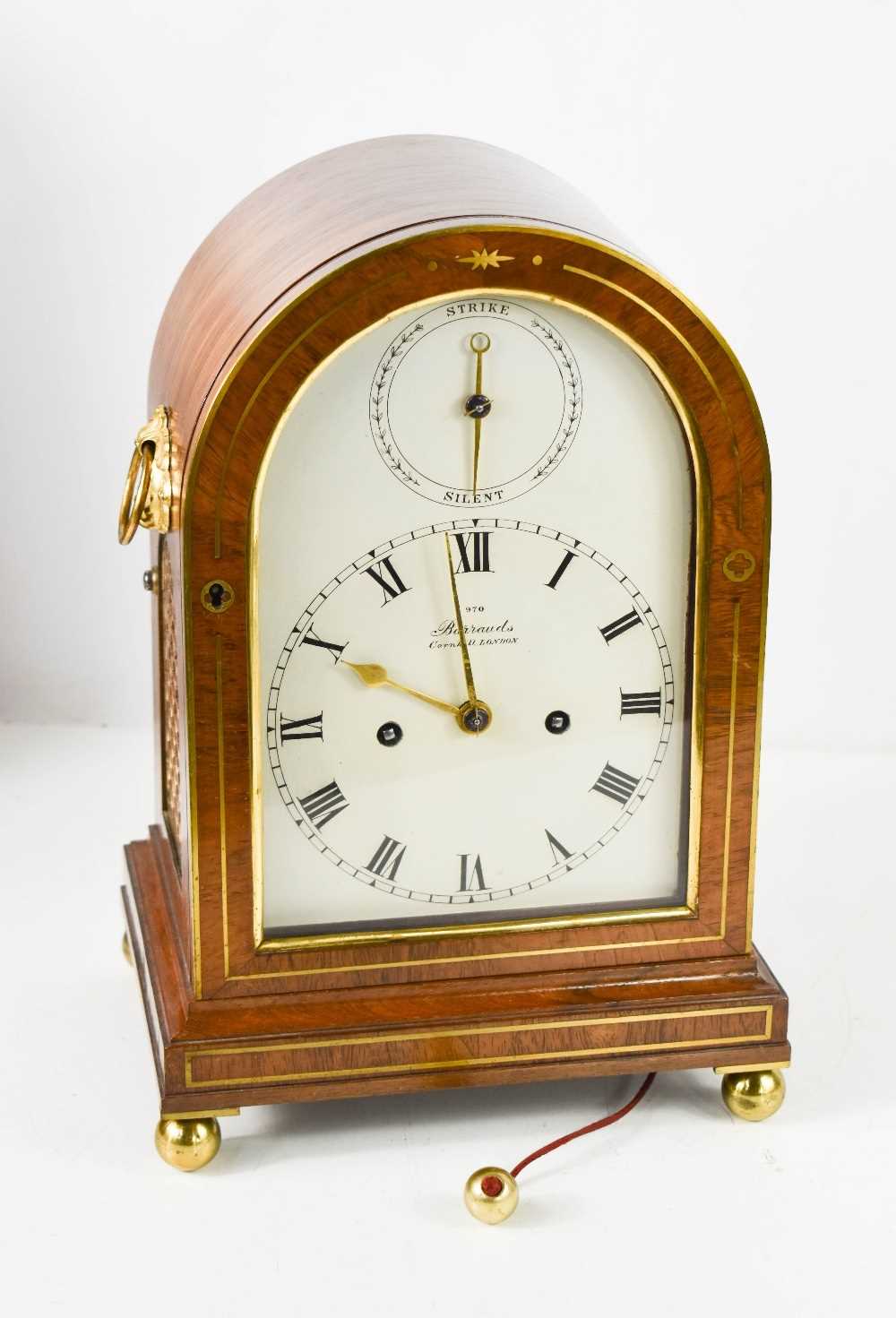 A fine 19th century Barrauds of Cornhill, London bracket clock, the arched dial having a strike / - Image 3 of 11