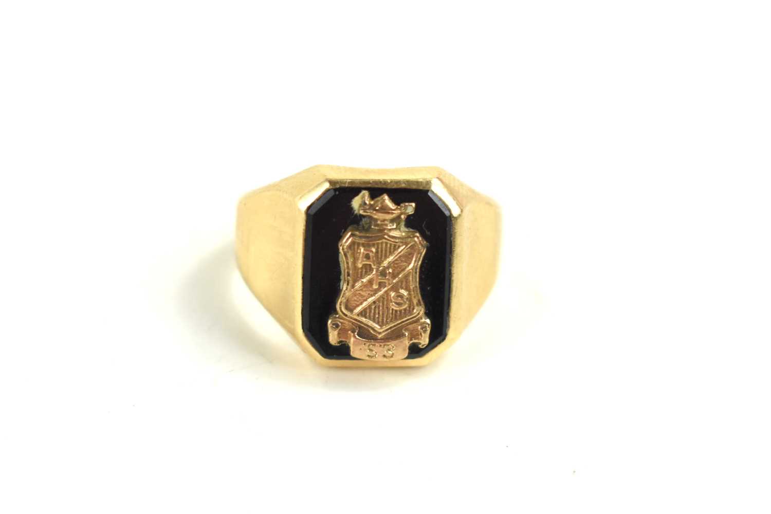 A 10k gold graduation ring, AHS class of 53, 6g.