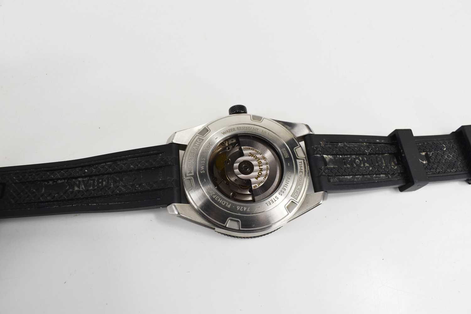 A Montblanc Timekeeper Automatic wristwatch, the black signed dial, numbered five to sixty, at - Image 4 of 4