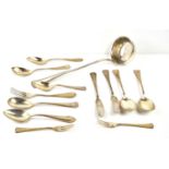 A quantity of Continental 800 grade silver cutlery to include a large ladle, spoons, forks and