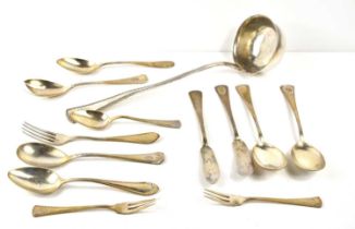 A quantity of Continental 800 grade silver cutlery to include a large ladle, spoons, forks and