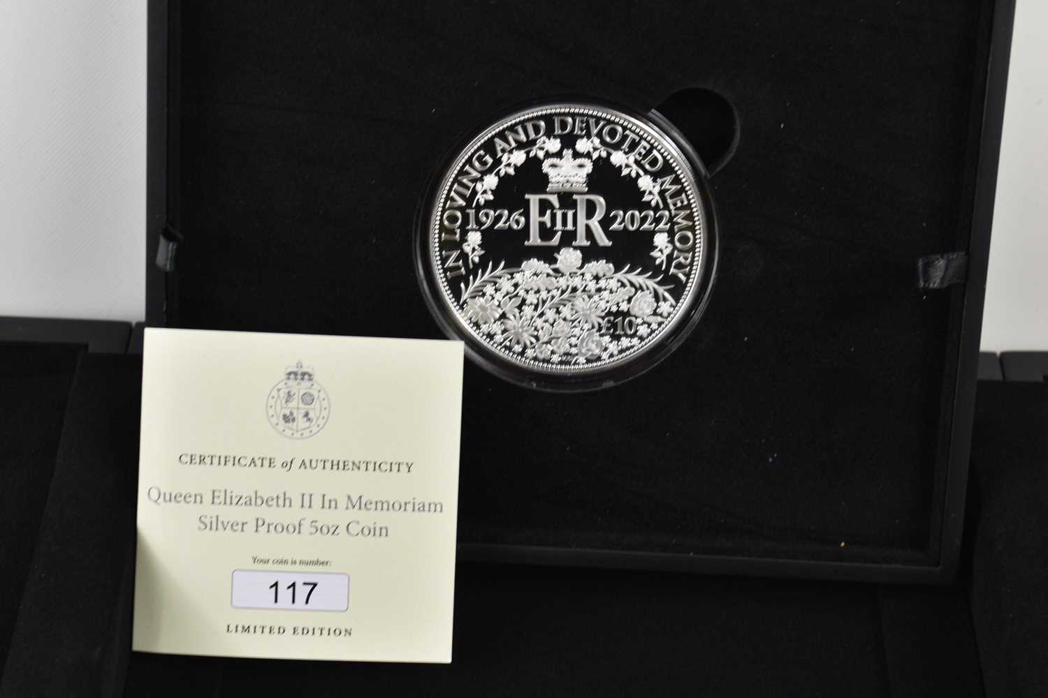 A limited edition Queen Elizabeth II in Memoriam Silver Proof 5oz coin, issued in 2023, weight 155. - Image 2 of 2